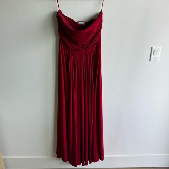 Calvin Klein Vintage Red Drape Strapless Evening Dress Size 12 - Picture 3 of 10